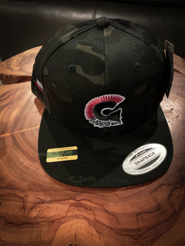 Exclusive Black Multicam Gladiator Gunz SnapBack with Blue And Redline flag.