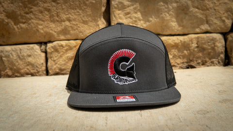 Grey 7 Panel Trucker SnapBack with Colored 3D logo